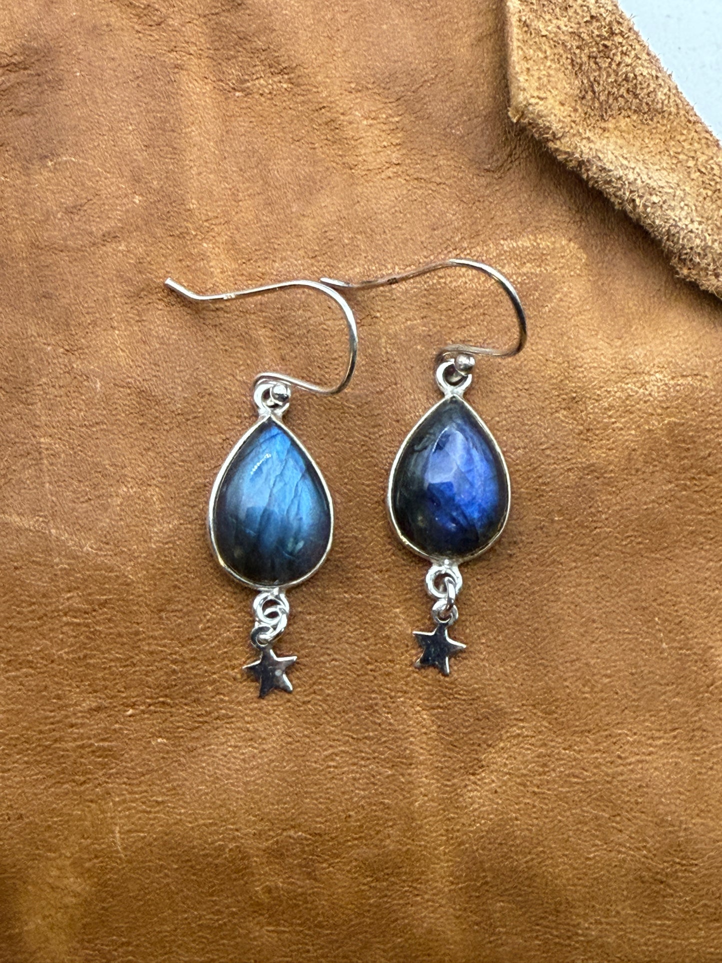 Luminous Allure: Labradorite Star Drop Earrings