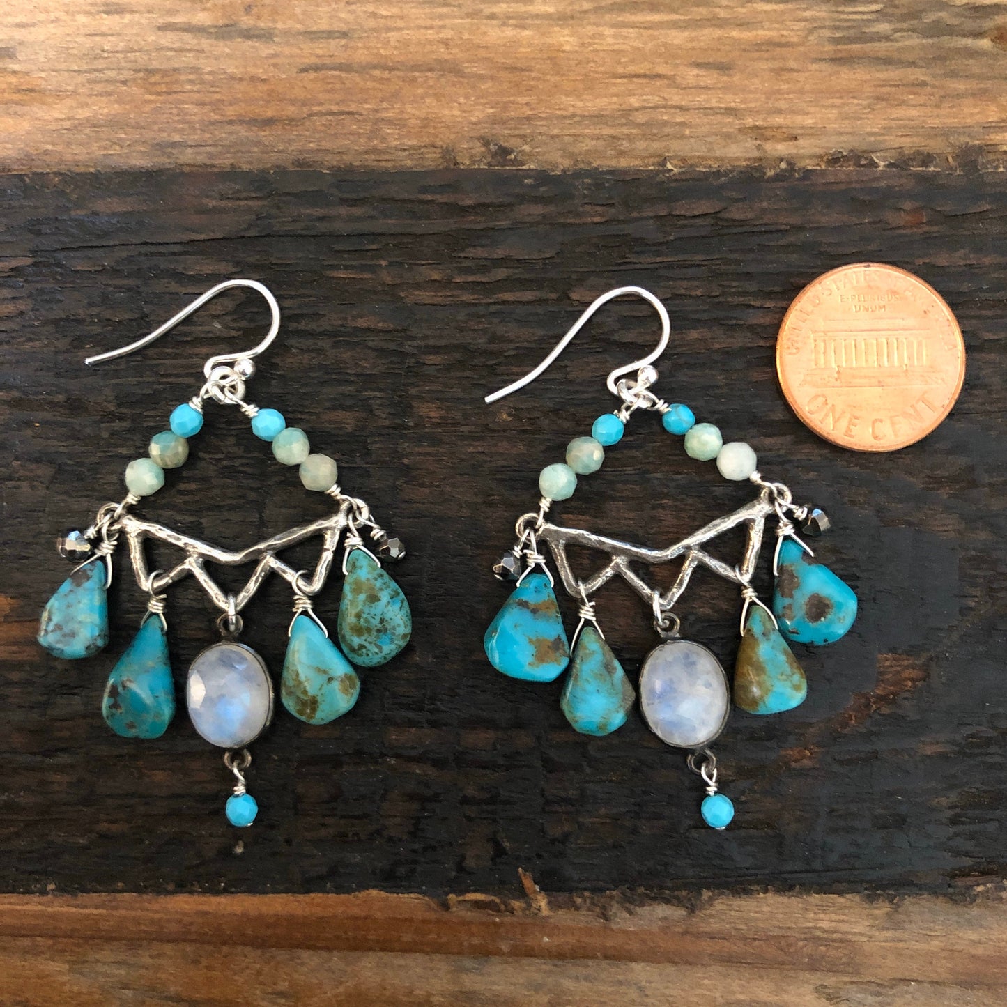 Luminous Allure: Moonlit Turquoise Chandelier Earrings