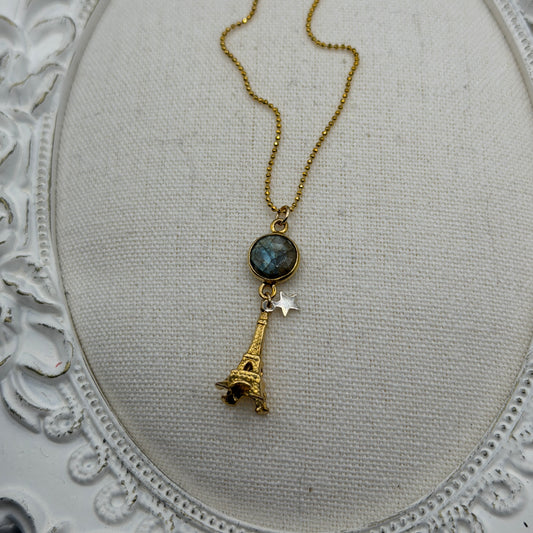 Gems and Geometry: I Love Paris Labradorite Necklace