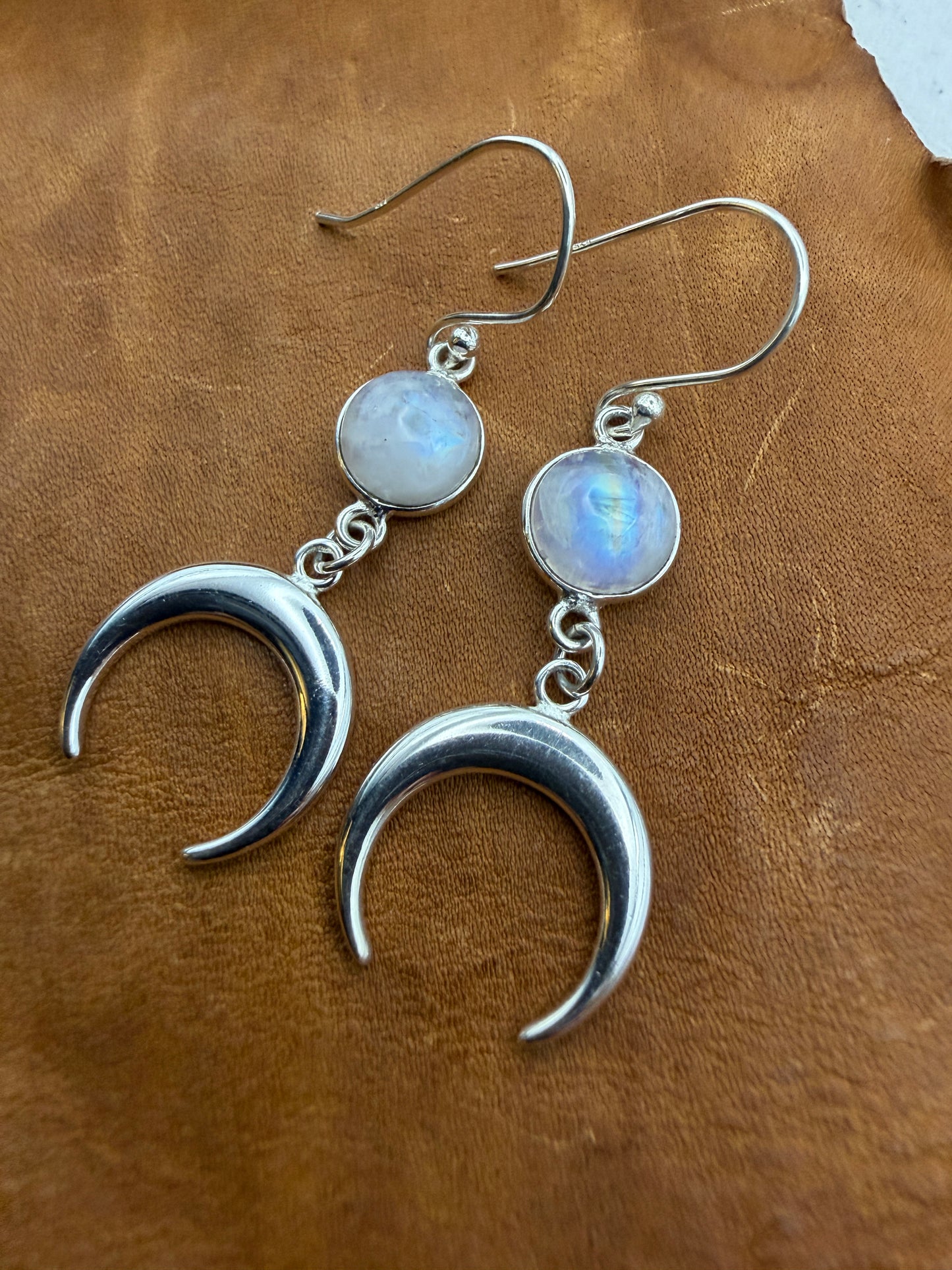 Luminous Allure: Lunar Light Rainbow Moonstone Drop Earrings
