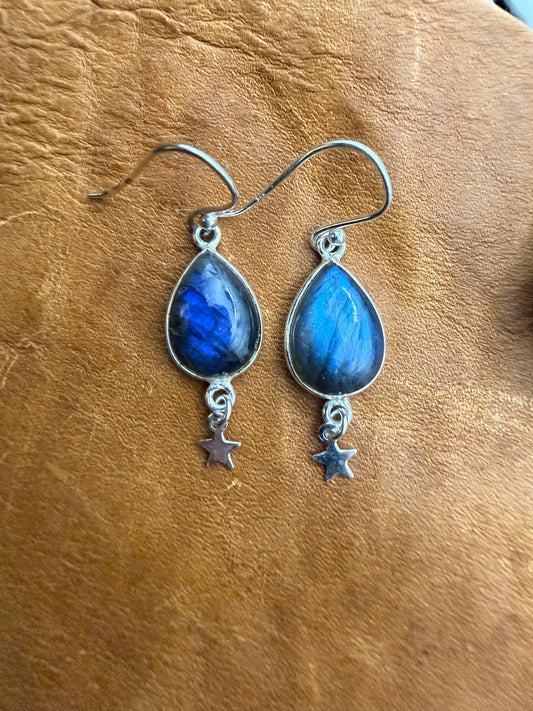 Luminous Allure: Labradorite Star Drop Earrings
