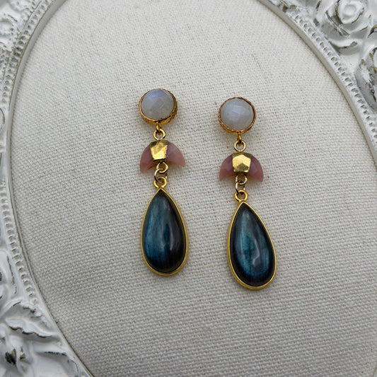 Luminous Allure: Light of a Pink Moon Gemstone Drop Earrings