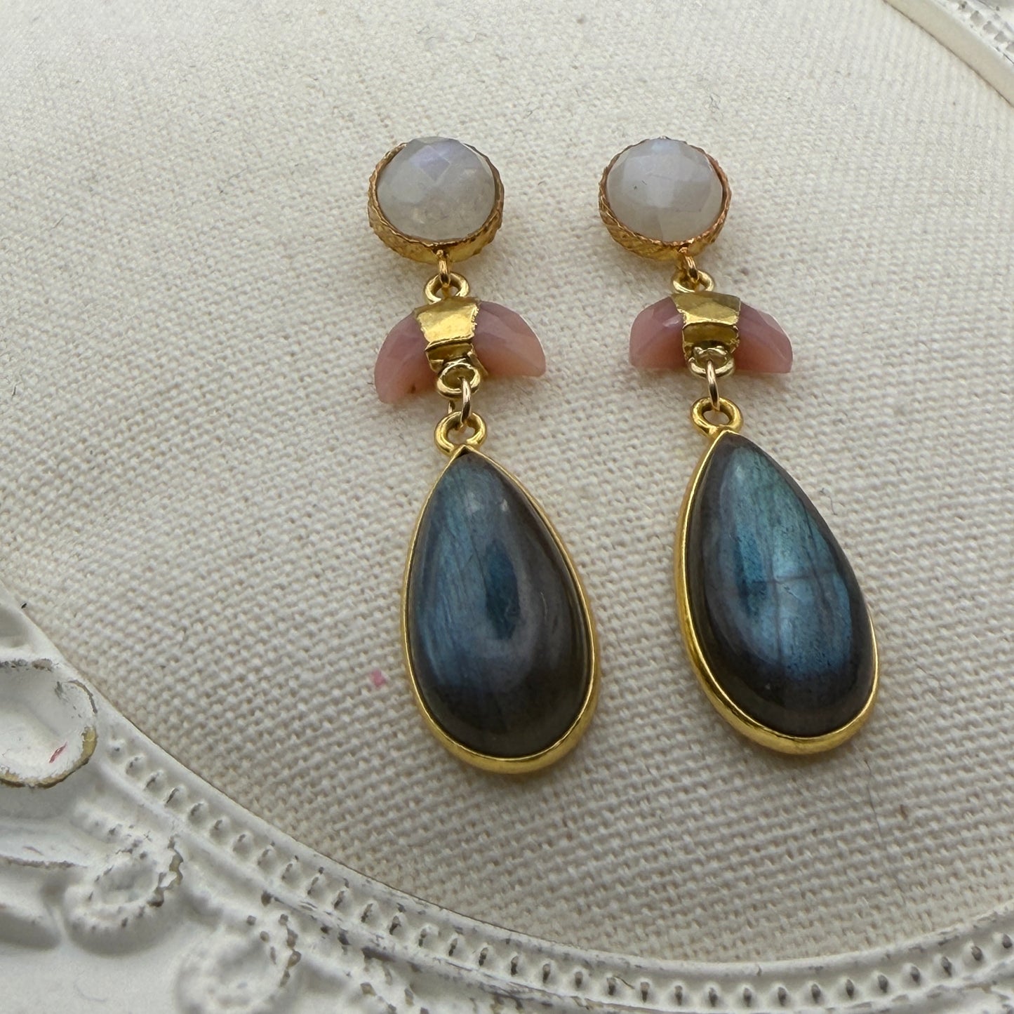 Luminous Allure: Light of a Pink Moon Gemstone Drop Earrings