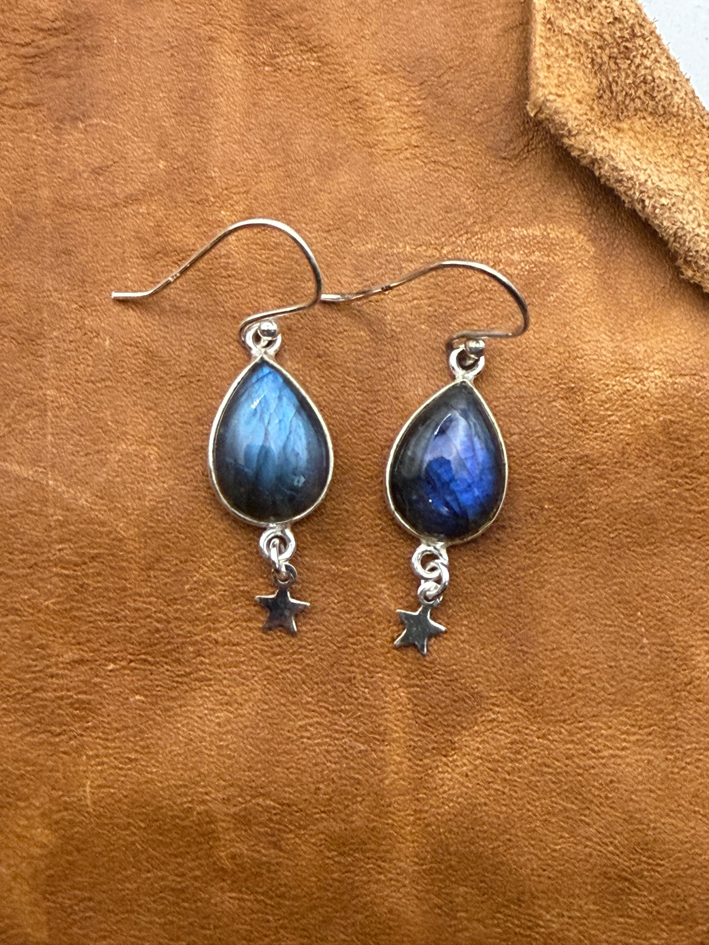 Luminous Allure: Labradorite Star Drop Earrings