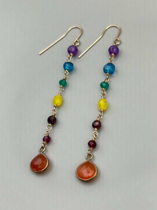 The Rainbow Collection: Colorful Cascade Gem Drop Earrings