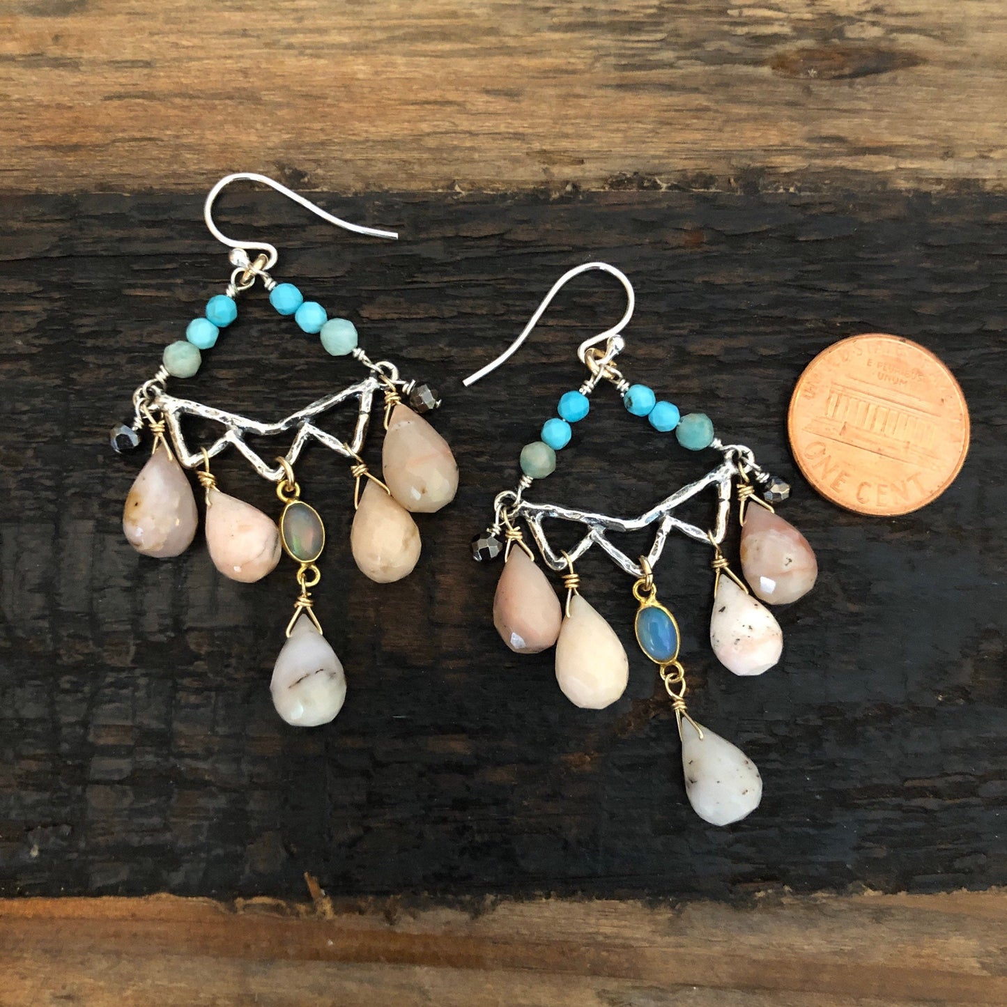 Candy Pink Opal Chandelier Earrings