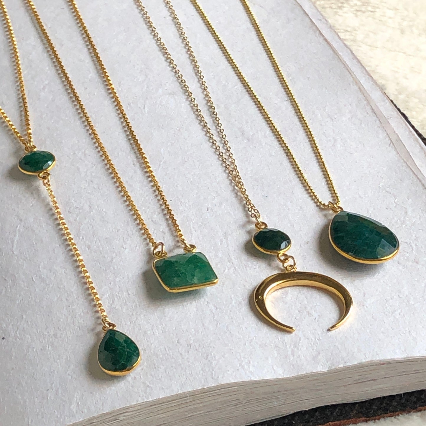 Gold Emerald Baubles Necklaces