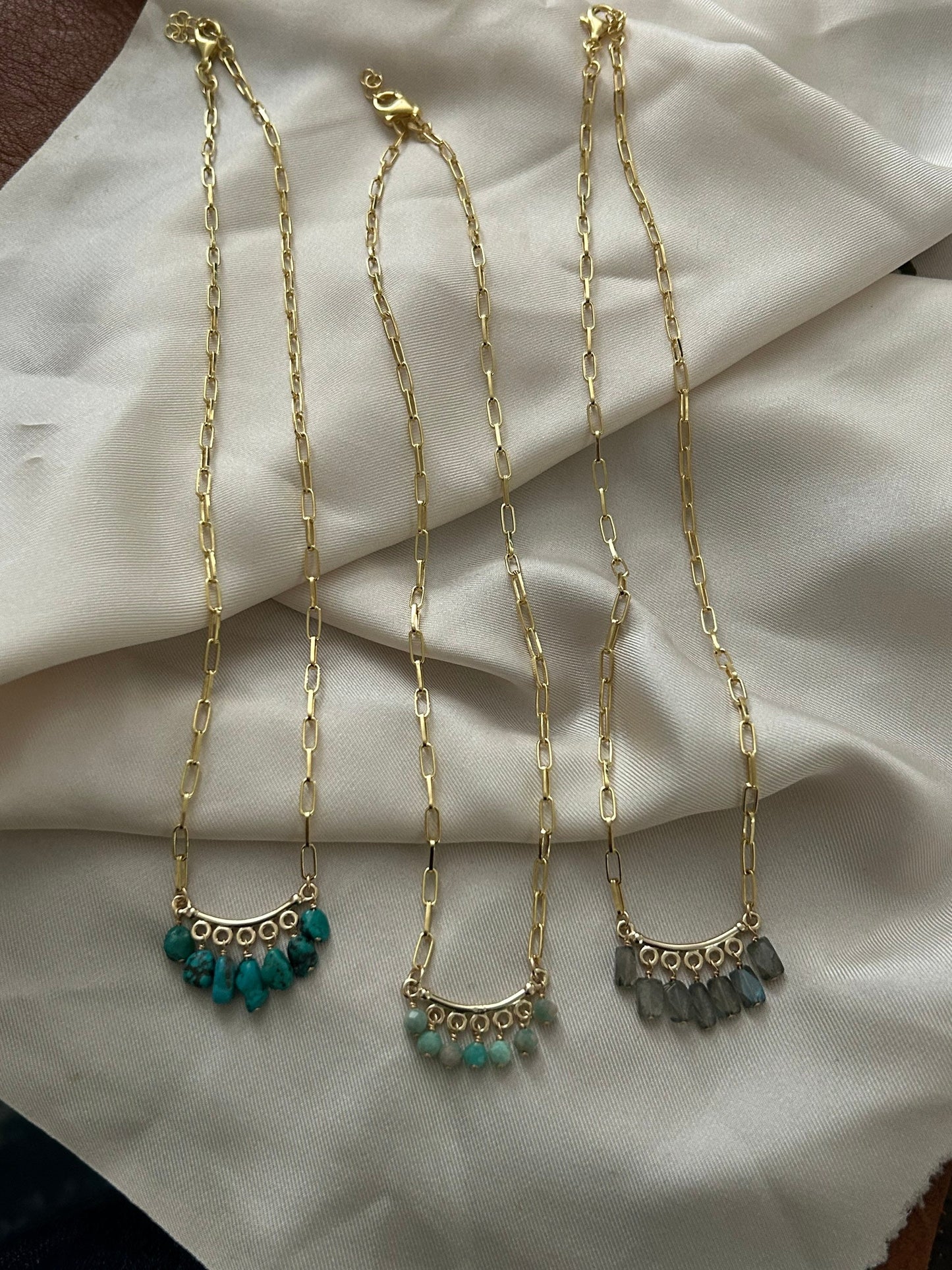 Dainty Gemstone Fringe Necklace