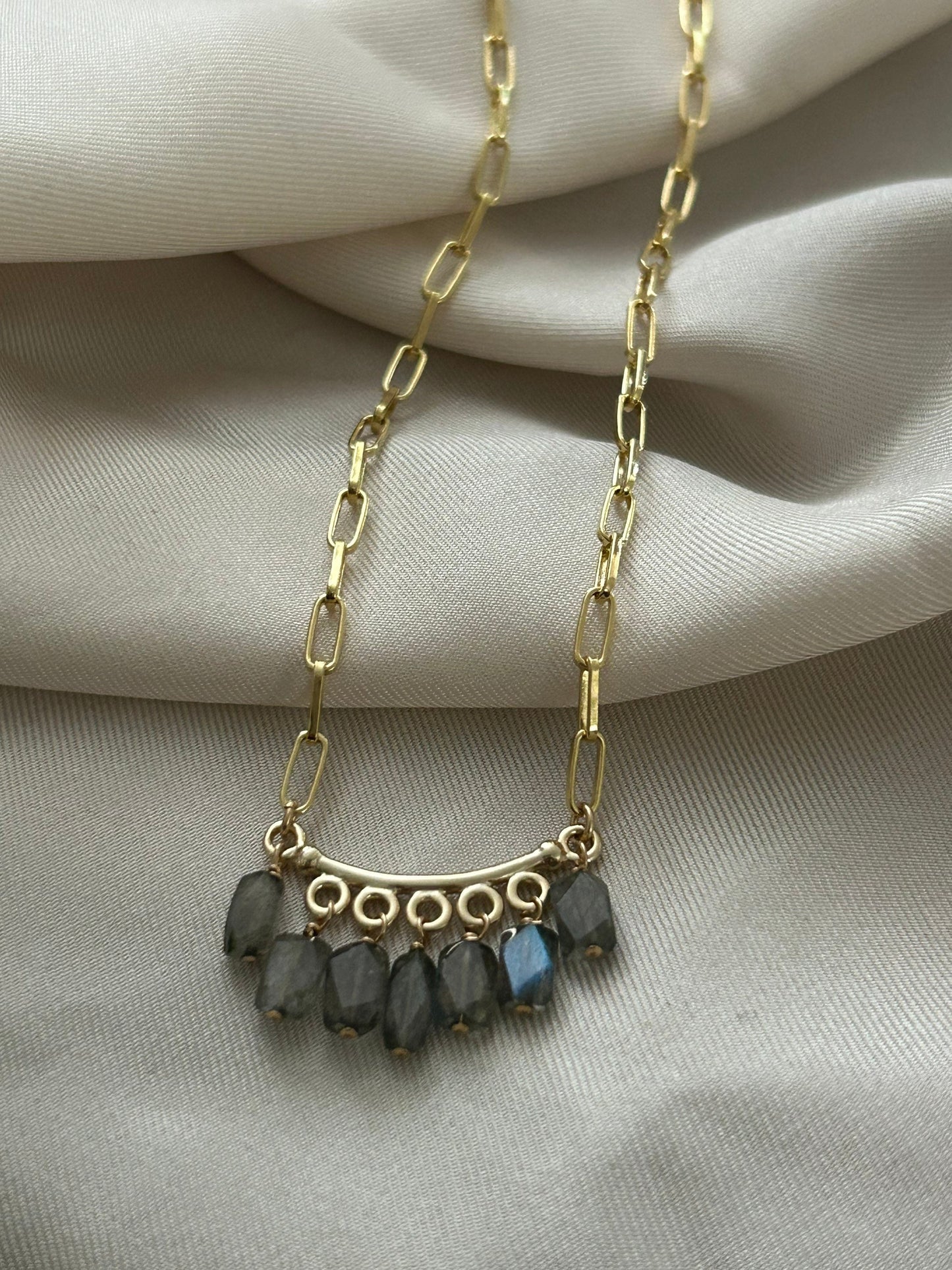 Dainty Gemstone Fringe Necklace