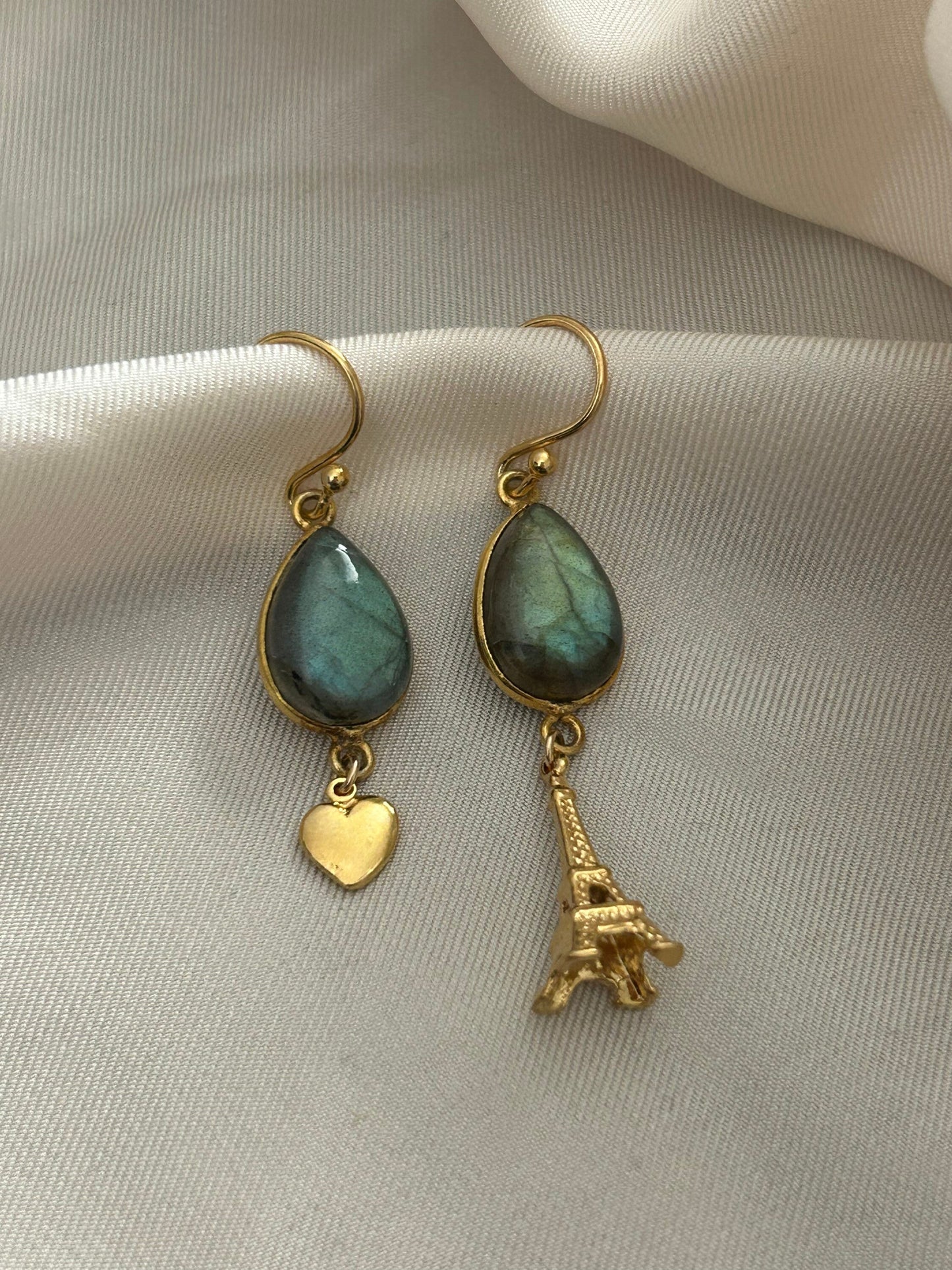 Gems and Geometry: I Love Paris Labradorite Earrings