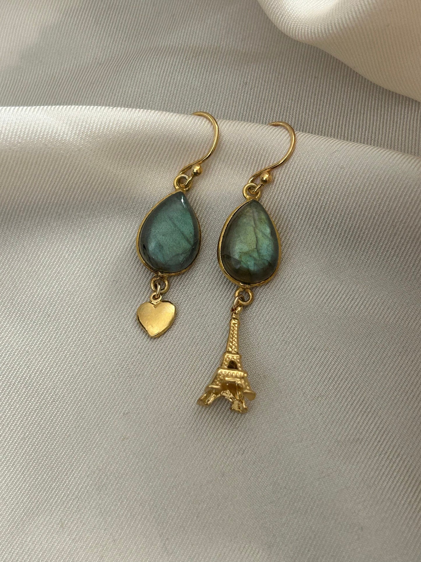 Gems and Geometry: I Love Paris Labradorite Earrings